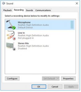 تنظیمات صدا در ویندوز 10