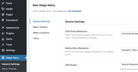 افزودن مگامنو در وردپرس با افزونه max mega menu 