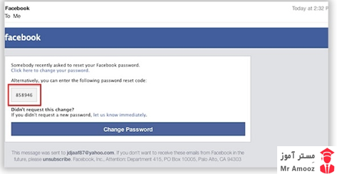 تغییر پسورد فیسبوک24